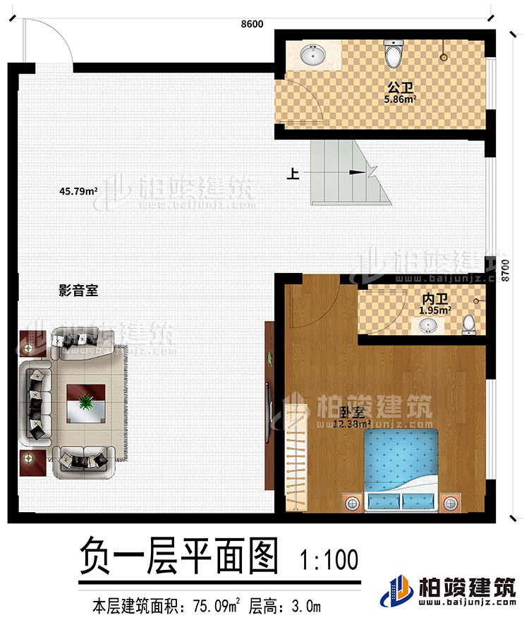 地下室：影音室、公卫、卧室、内卫