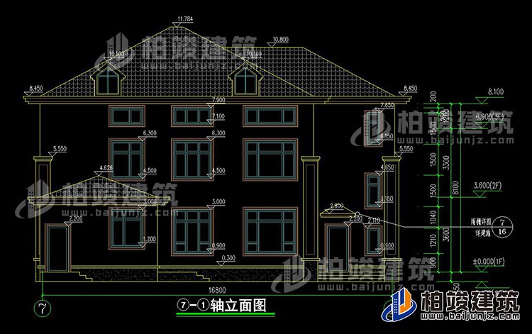 背立面图